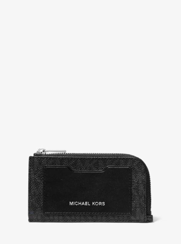 Panske Penazenky Michael Kors Logo Zip-Around Čierne - Doplnky Michael Kors Levně | QWCOA-1075